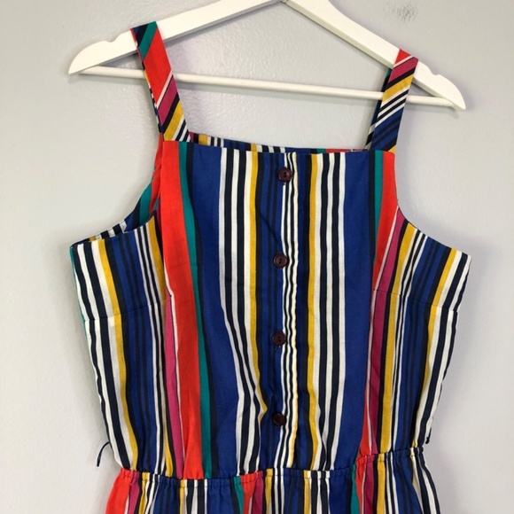 Vintage Rainbow Striped Sleeveless Dress With Pockets USA - Picture 4 of 13